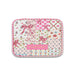 Simply Southern quilted jewelry case with pink trim and a patchwork print featuring bows, florals, gingham, and seashells.