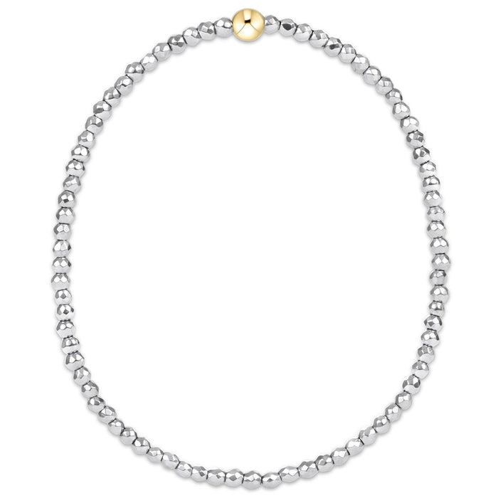 enewton design bright silver faceted hematite beaded bracelet with single gold accent bead.
