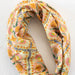  Bohemian-style yellow bandana with a natural life pattern, suitable for accessorizing or casual wear.