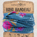 Boho bandeau neck scarf featuring a floral design in blue and pink hues, perfect for adding a stylish touch to any outfit.
