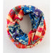 The boho bandeau is designed with a colorful fabric, featuring a variety of bright patterns and textures.