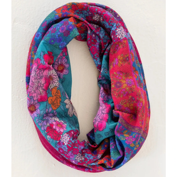 Stylish pink boho bandana showcasing detailed patterns, suitable for various fashion ensembles.