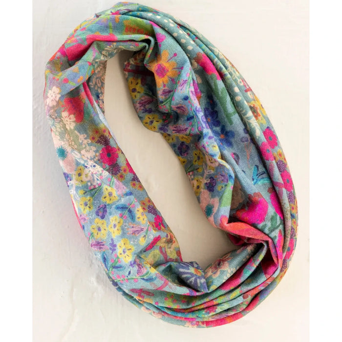 A vibrant boho bandeau crafted from colorful fabric, displaying a mix of eye-catching patterns.