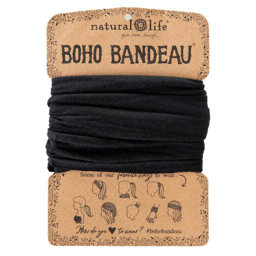 Natural Life Solid Boho Bandeau Headband in classic black