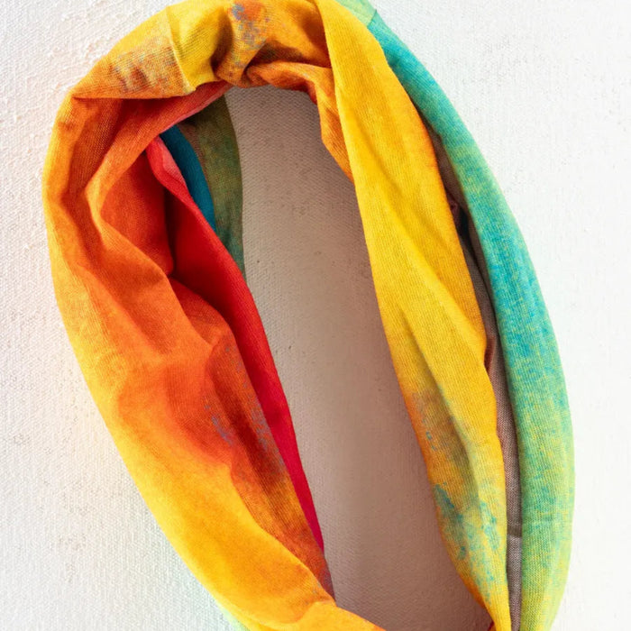 Full Boho Bandeau Headband featuring a vibrant rainbow ombre design.