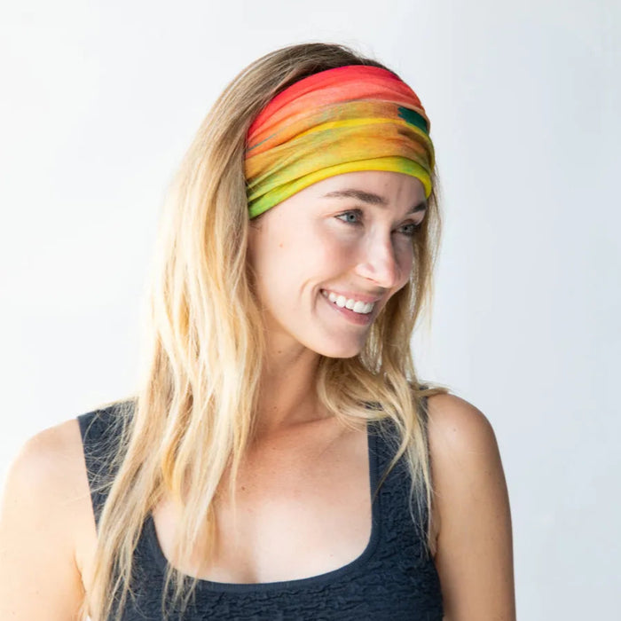 Full Boho Bandeau Headband featuring a vibrant rainbow ombre design.