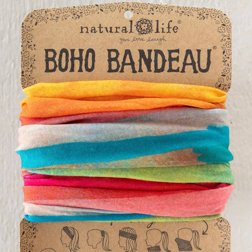 Full Boho Bandeau Headband featuring a vibrant rainbow ombre design.