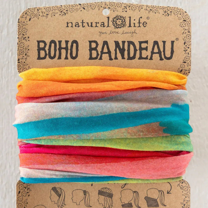 Full Boho Bandeau Headband featuring a vibrant rainbow ombre design.
