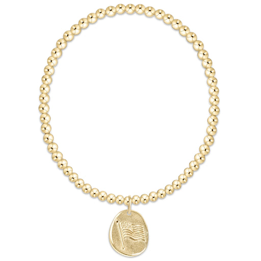 "Perfect for gifting or personal collection building, the Enewton Classic Gold America Disc Bracelet represents quality craftsmanship and timeless design"