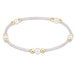 "Featuring soft pastel seed beads, luminous pearl accents, and polished gold-tone spacer beads. "