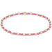 Featuring vibrant pink seed beads accented with polished gold-tone beads