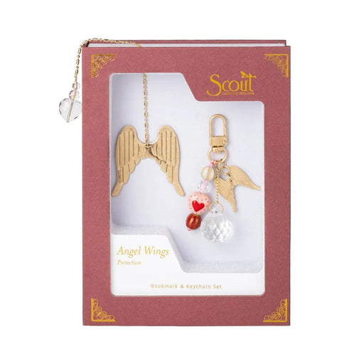 Scout Curated Wears Angel Wings Protection Bookmark and Keychain Set with inspirational angel wing design