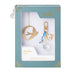 Scout Curated Wears Swallow/Loyalty bookmark and keychain set on a pale pink background. Gold-tone bookmark features a swallow with outstretched wings inside an open circular outline, attached to a long chain with a clear faceted charm