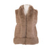 Brown faux fur vest on a mannequin against a white background