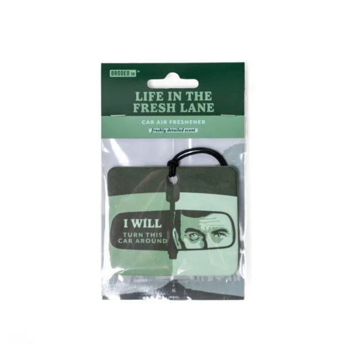 DM Merchandising Brodeo Drive Life in the Fresh Lane Air Fresheners featuring a freshly detailed scent and 8 quotable designs for drivers.