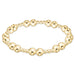 Gold‑filled beaded bracelet with 3mm and 6mm beads on elastic, available in standard and extended sizes.