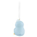 Blue ceramic penguin ornament on a white background