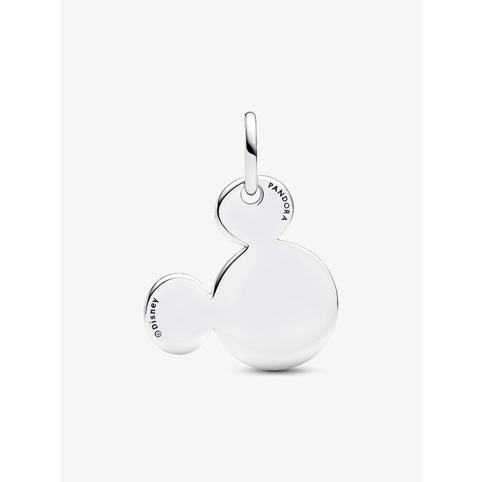 Sterling silver Pandora Disney Mickey Mouse Dangle Charm back view with Disney and Pandora engraving