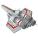 Rear view of white plastic Colonial Viper ornament with ribbed engine exhausts