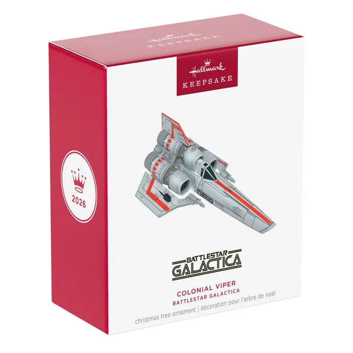 2026 Battlestar Galactica Colonial Viper ornament box with red crown logo