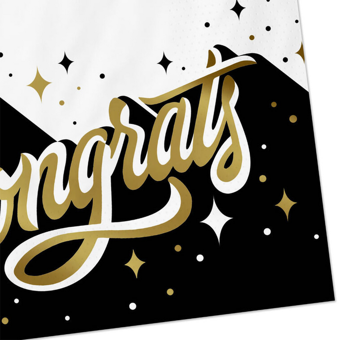 Hallmark : Congrats in Gold and Black Graduation Cocktail Napkins, Pack of 20 at Annie's Hallmark and Gretchen's Hallmark