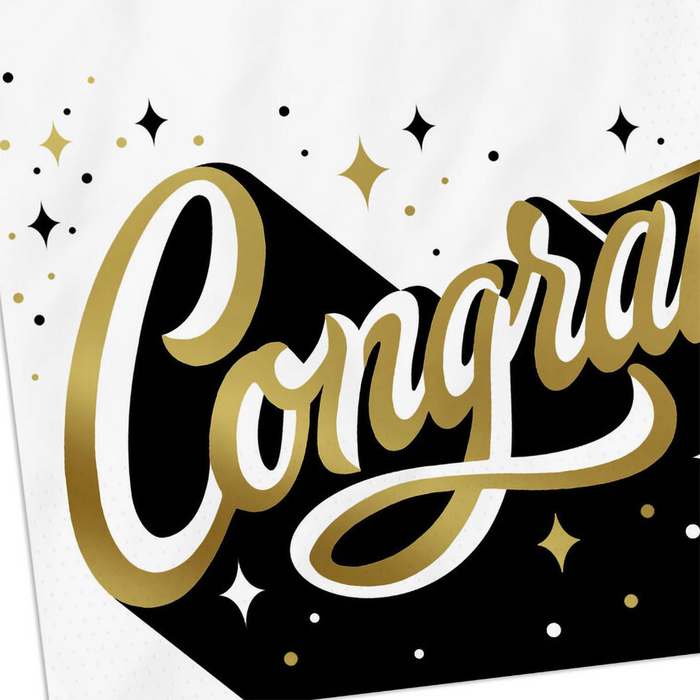 Hallmark : Congrats in Gold and Black Graduation Cocktail Napkins, Pack of 20 at Annie's Hallmark and Gretchen's Hallmark
