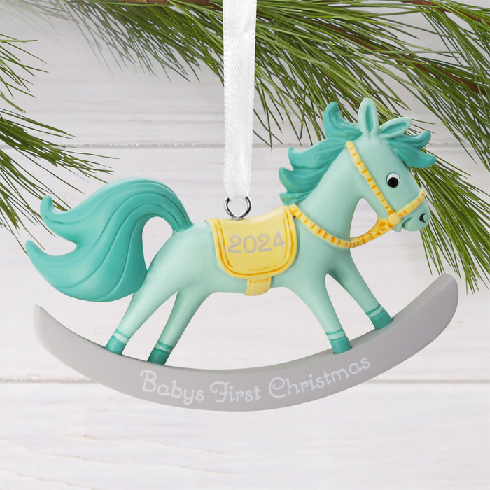 Hallmark : Baby Boy's First Christmas Rocking Horse 2024 Hallmark Ornament