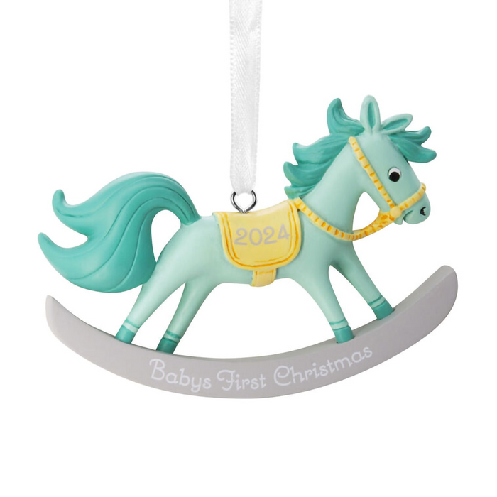 Hallmark : Baby Boy's First Christmas Rocking Horse 2024 Hallmark Ornament