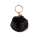 Bogg’d & Charmed L.B.D. Black pouf keychain with soft faux fur and gold-tone key ring on white background