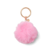 Bogg’d & Charmed Pink pouf keychain with soft faux fur and gold-tone key ring on white background