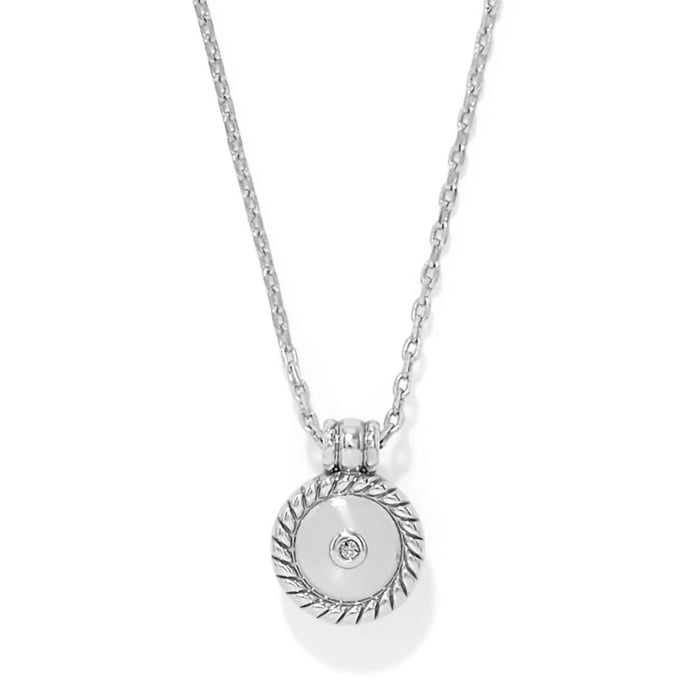 Back view of Brighton Illumina Celeste Dome Necklace showing etched silver dome pendant and chain