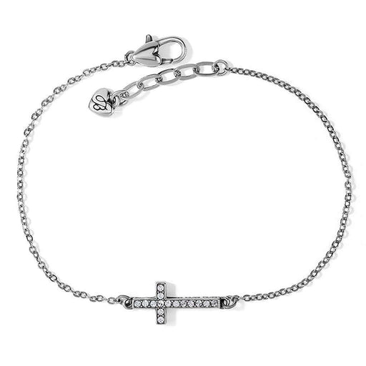 Brighton - Inner Shine Cross Anklet - Silver heart anklet-Crystal heart anklet-Women’s anklet jewelry - Anklets - Brighton jewelry - Adjustable silver anklet - Brighton heart charm anklet