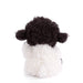 Back view of Bukowski Black Sheep plush showing soft white fleece body and curly black head