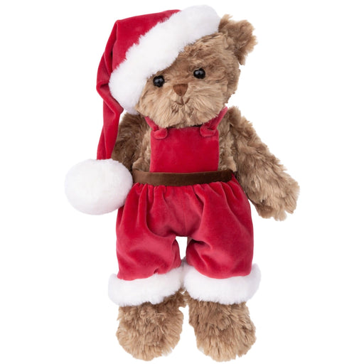 Bukowski Christmas Mavi Bear plush toy wearing red velvet Santa outfit and hat with white trim