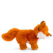 Side view of Bukowski Clever Fox Plush showing bushy tail, pointed ears, and fluffy orange fur