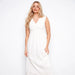Charlie B : Embroidered Cotton Blend Maxi Dress Natural White