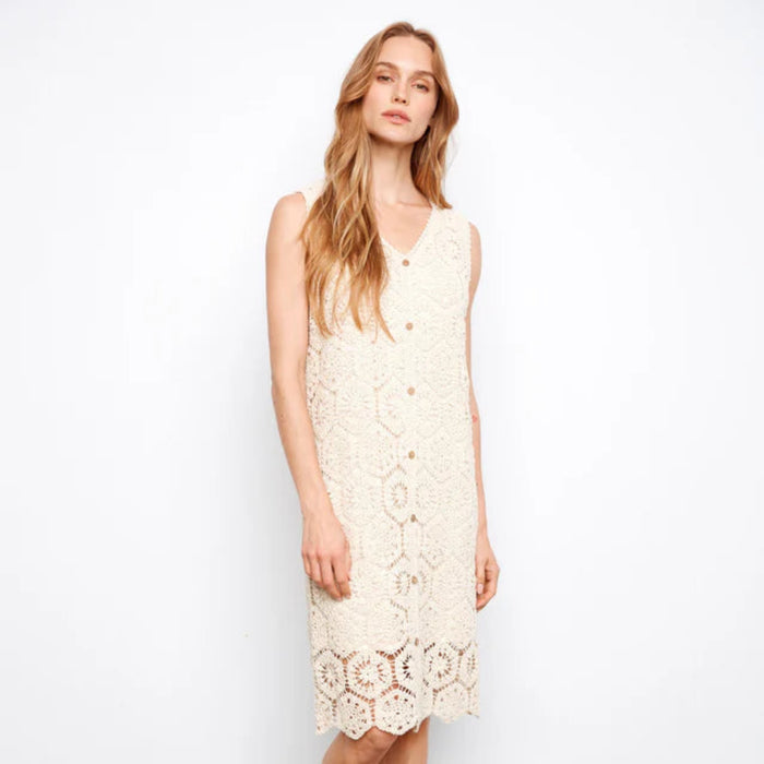 Charlie B : Cotton Crochet Sleeveless Dress Fog