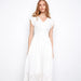 Charlie B : Embroidered V-Neck Midi Dress White