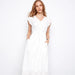 Charlie B : Embroidered V-Neck Midi Dress White