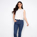 Charlie B : Linen Blend Sleeveless Scalloped Top