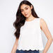 Charlie B : Linen Blend Sleeveless Scalloped Top
