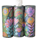 Floral-patterned tissue holder in a car console with colorful interior. Set of 3