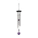 Crown Chakra wind chime in silver tone with purple amethyst spiritual accents