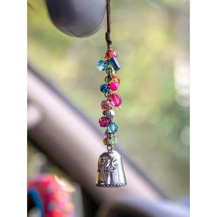 Natural Life Blessing Bell Angel Car Charm with a decorative angel and bell design