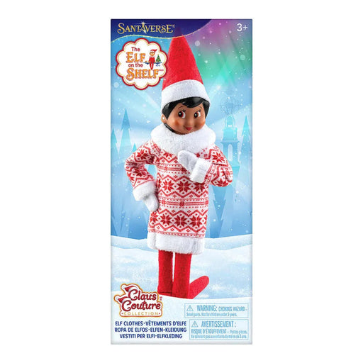 Elf on the Shelf doll in packaging with festive design