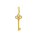 A gold key pendant adorned with sparkling diamonds, showcasing elegance and luxury in its design.
