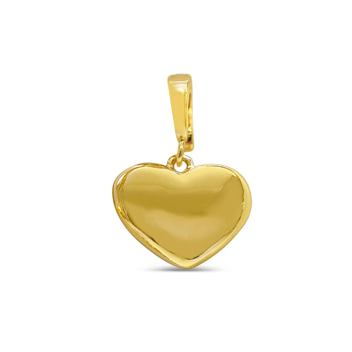 Stia Couture Puffy Heart Gold Plated Pendant Charm crafted from nickel-free brass with a polished gold finish and protective E-Coat.