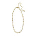 An elegant gold chain link necklace, highlighting its simplicity and refined style.