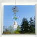 Woodstock crystal hummingbird suncatcher with reflective glass prism accents