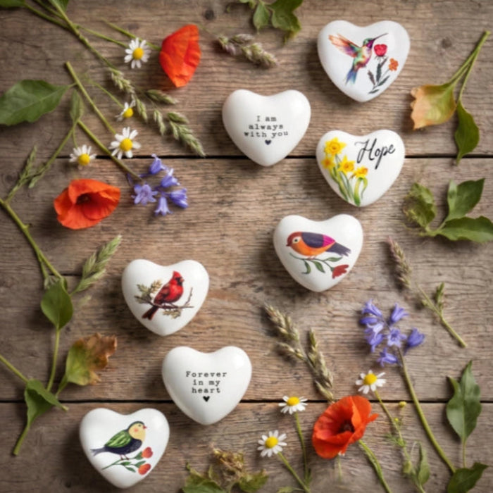 Ganz Hummingbird Chime Heart featuring a heart-shaped design with a hummingbird accent and soothing chime for garden or home décor.